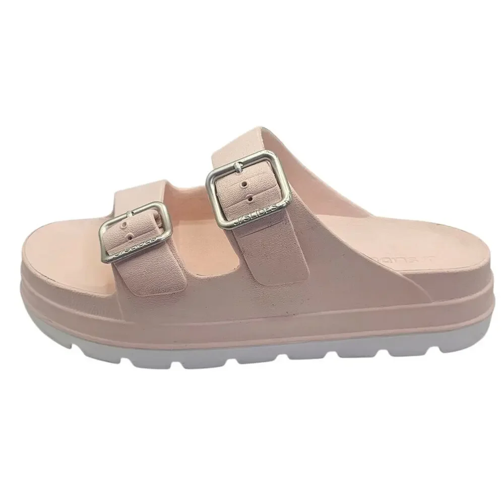 J/Slides Light Pink & White Simply B Platform Beach Summer Sandals